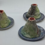 vulcanelli in ceramica porta candela cotto e smaltato